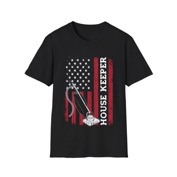 Housekeeper American Flag 4th of July Graphic Art Unisex Softstyle T-Shirt