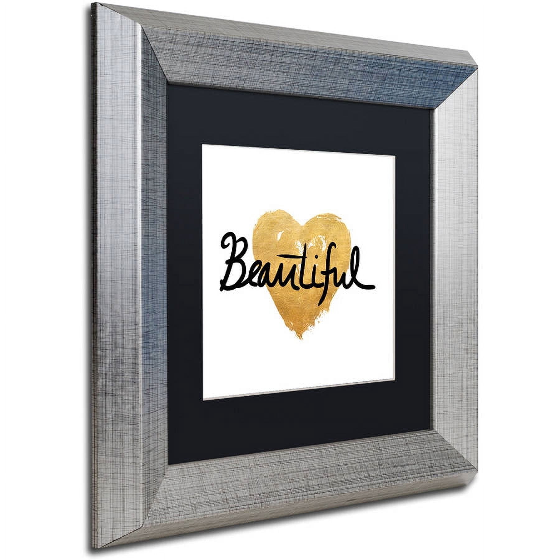 Trademark Fine Art "Beautiful On White" Canvas Art by Lisa Powell Braun, Black Matte, Silver Frame
