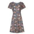 thumbnail image 4 of Fridja Robes d'Été pour Femmes à Col en V avec Imprimé Floral, Manches Courtes, Fermeture Éclair, 4 of 9