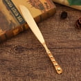 thumbnail image 4 of Juego de cuchillos y servidor Retro dorado de estilo europeo, pala hueca para Pizza, cuchillo para pastel y postre, juego de 2 piezas, regalo de cumpleaños y boda ER, 4 of 5