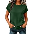 thumbnail image 2 of Setooff Women's Casual Solid Short Sleeve Hoodless Sweatshirt Loose Front Pocket Top plus size tops shirts for women, 2 of 7