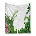 thumbnail image 1 of Plant Soft Flannel Fleece Throw Blanket, Hand Drawn Illustration of Tropical Plants with Assorted Colors Exotic Shrub, Cozy Plush for Indoor and Outdoor Use, 60" x 80", Green Multicolor, by Ambesonne, 1 of 6
