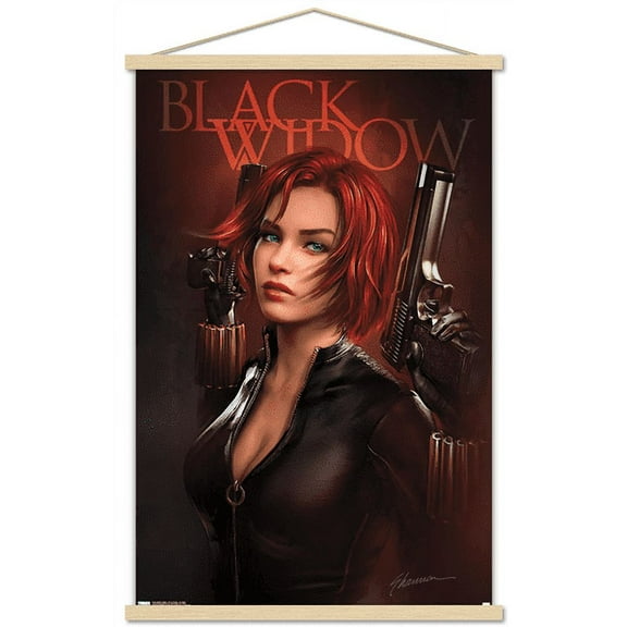 Marvel Comics - Black Widow - Two Guns Wall Poster with Wooden Magnetic Frame, 22.375" x 34"