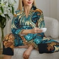 thumbnail image 6 of Pofeuu Stained Glass Eagle USA Print Womens Pajamas Set Long Sleeve Sleepwear Button Down Nightwear Soft Pj Lounge Sets Button Down Pajamas Women-X-Large, 6 of 7