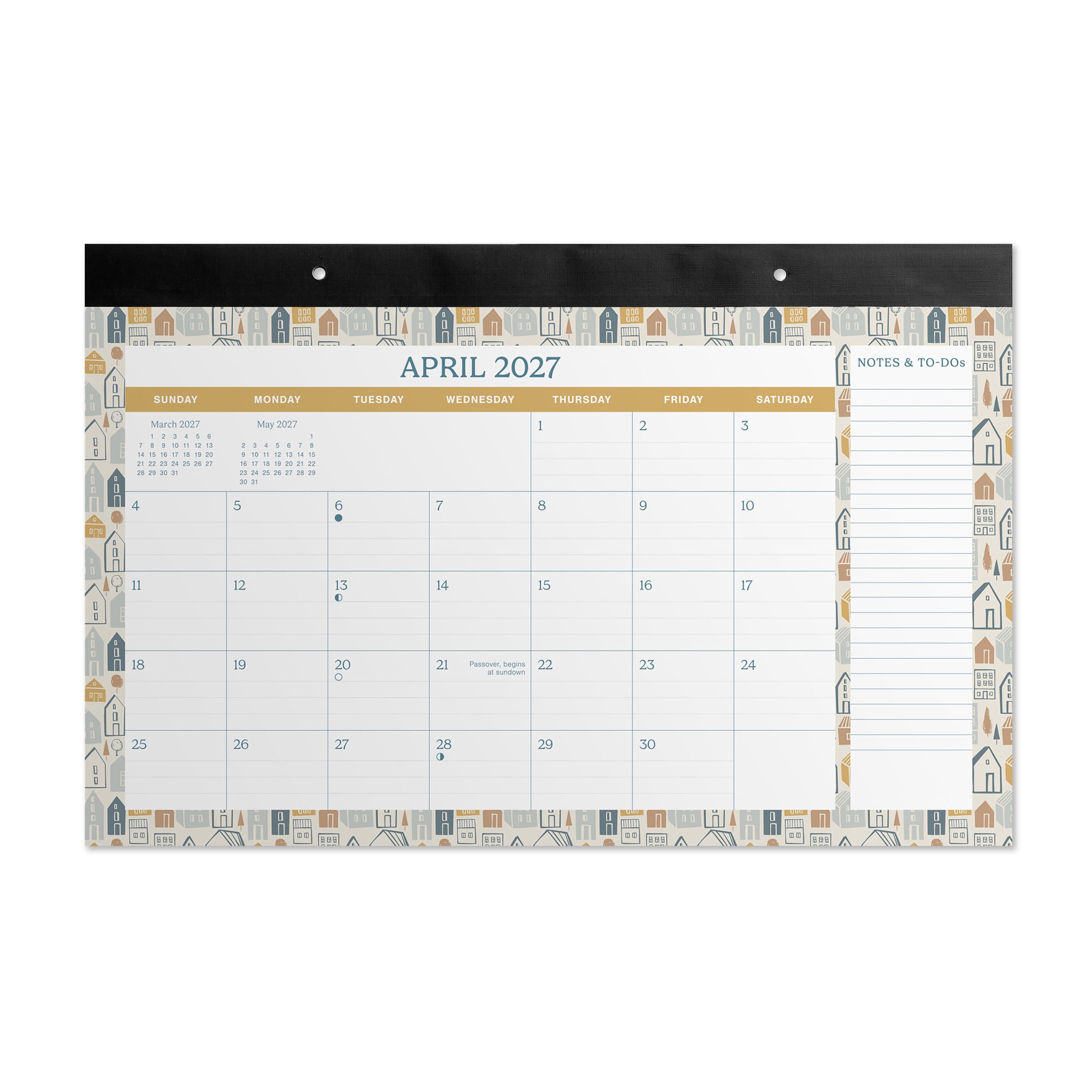 Pen+Gear 2027 House Design Desk Pad Calendar, 17" x 11", January to December, Perforated