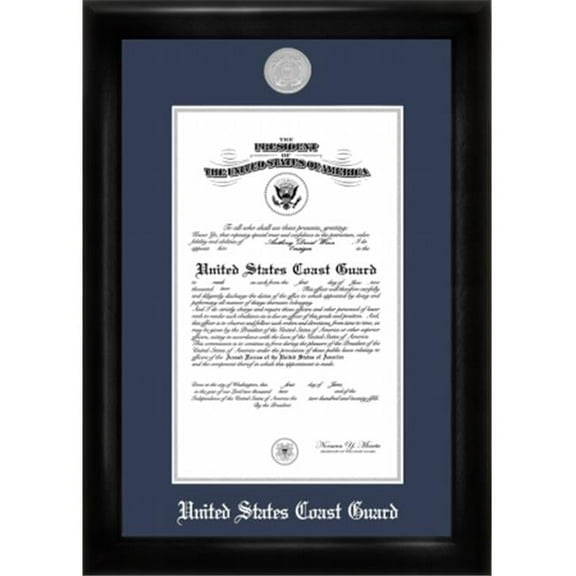 Campus Image CGCS002 Coast Guard Commission Frame Silver Medallio