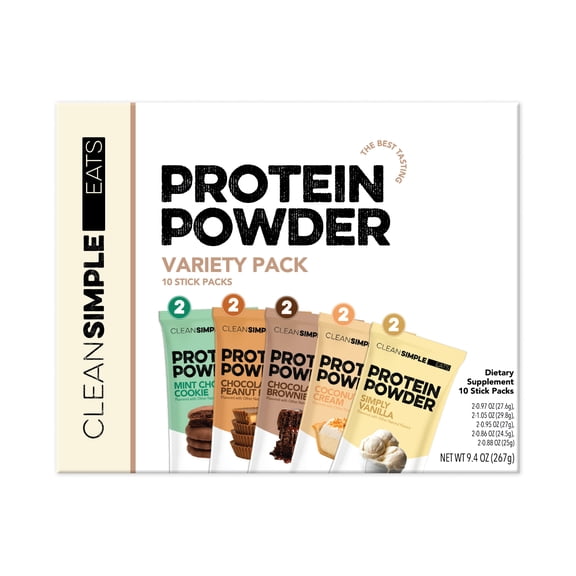 Clean Simple Eats Protein Powder Variety Pack - Whey Protein Isolate - 10 Count