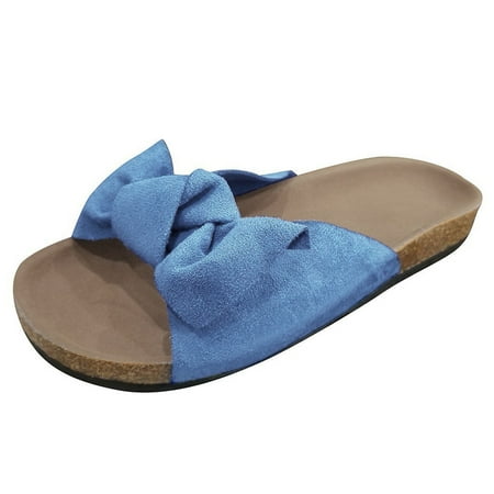 

Quealent Adult Women Sandal formal Sandals for Women Flat Sandals Bottom Flat Shoes Thick Slipper Fashion Heel Tie Metallic Sandals for Women Flat Blue 36