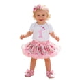 thumbnail image 1 of Rhuody Tenues pour Filles Manches Courtes Col Rond Adorable Robe de Fête pour Bébé Barboteuse avec Jupe Tutu pour Célébration d'Anniversaire et Photos de Vacances Vêtements Doux 0-3 Mois White3, 1 of 4