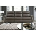 thumbnail image 6 of Lexicon Maroni 110" Leather Double Reclining Sofa with Headrests in Brown, 6 of 7