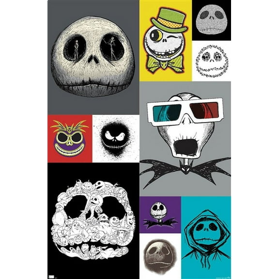 Disney Tim Burton's The Nightmare Before Christmas - Jack Grid Wall Poster, 22.375" x 34"