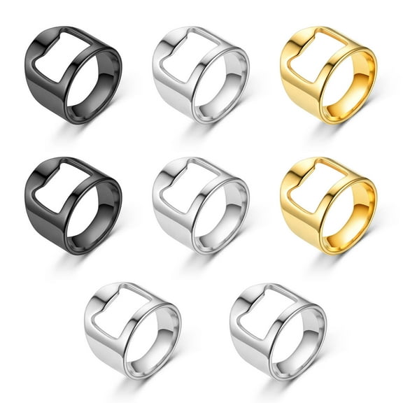 Stainless Steel Bottle Opener Rings - 8pc Set with 3 Sizes Bartender Gifts & Party Essentials