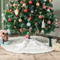 thumbnail image 3 of Christmas Tree Skirt Faux Fur Rug with Gold Snowflake Embroidery Xmas Party Christmas Tree Decoration Silver Sequins 90cm, 3 of 5