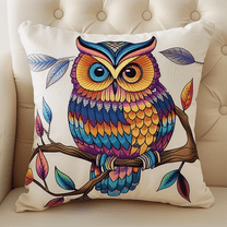Owl Stamped Cross Stitch Pillow Case Kits , 17.72" x 17.72" , Cross Stitch Kits Stamped (11 Count)