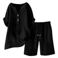 thumbnail image 7 of Resicozy 2 Piece Set for Women Summer Shorts Oversized Short Sleeve and Bermuda Shorts Lounge Sets Matching Outfits Clothing Black 2XL, 7 of 7