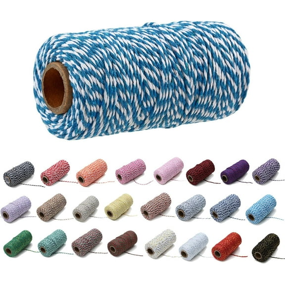 Eqarp Colorful Cotton Cord Bakers Twine 2mm 109 Yard DIY Crafts (Dark Purple White) String Rope for Christmas Wedding Decor