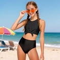thumbnail image 2 of UAYOTSE Girls Swimsuit Solid Color Block Adjustable Straps Teen Girl Bikini Set Kids Bathing Suits for Girls,Sizes 9-10 Years, 2 of 9