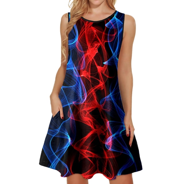 Vestido bohemio para mujer Sexy ahueca hacia fuera el agujero de la llave de cintura alta una línea Mini vestidos de verano Vintage Hem Beach Sundress Fridja hjkh2706