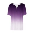thumbnail image 4 of QATAINLAV Womens Summer Tops Casual Eyelet Embroidery Tshirts Loose Fit Button V Neck Henley Shirts Trendy Gradient Print Short Sleeve Tees Sales of the Day Purple XL, 4 of 6