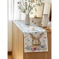 thumbnail image 5 of Table Runner 72 Inches Long for Kitchen Dining, Bunny Easter Dresser Scarf Farmhouse, Dining Table Decorations for Wedding/Parties, Spring Floral Pastoral Wooden 18 x 72 In, 5 of 8