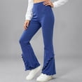 thumbnail image 2 of XIYON Girls Pants Solid Color Ruffled Flare Pants Kids Comfortable Trousers for Play and Everyday Wear, 2 of 6