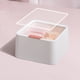 thumbnail image 5 of Dispensador de almohadillas de algodón, a prueba de polvo, ligero, exquisito, caja de soporte para hisopos de algodón, lápiz labial, color blanco, 5 of 5