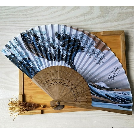 

Japanese Fridge Handheld Folding Fan with Traditional Japanese Ukiyo-e Art Print Home Essentials Room Decor