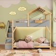 thumbnail image 3 of Harper & Bright Designs Twin over Twin House Bunk Bed with Roof, Twin Size Bunk Bed Frame with Stairs and 3-Color LED Lights for Boys and Girls Bedroom, Gray, 3 of 12