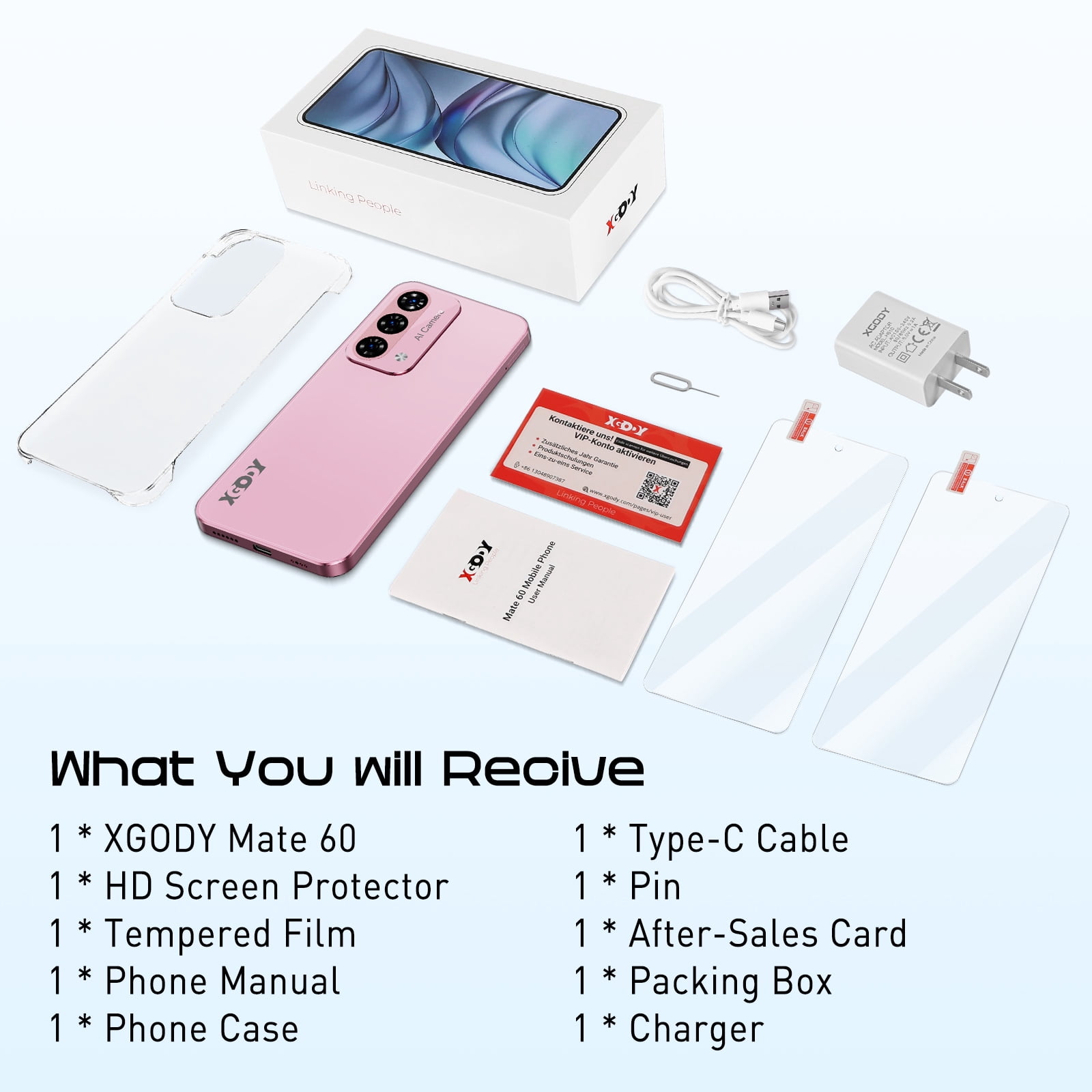 T Mobile Unlocked Smartphones, XGODY 6.79" Unlocked Cell Phone | 4G RAM 128G ROM | 8MP +21MP | 5280 mAh Android Phones | Pink