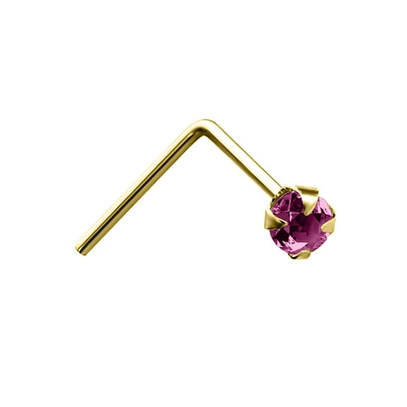 9ct Gold Jewelco London Lilac Crystal Solitaire Claw Set Nose Stud 2mm