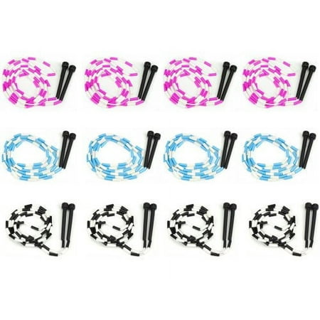 k-roo sports 7’ beaded plastic segmented jump ropes  12-pack value bundle
