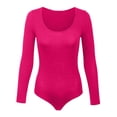 thumbnail image 2 of Gibobby Pantalones cortos Mono de manga larga con cuello redondo y cuello redondo para mujer(Rosa， M), 2 of 3
