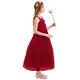 thumbnail image 4 of IDOPIP Little Big Girl Flower Tulle Bridesmaid Dress Princess Pageant Birthday Party Wedding Formal Floor Long Dance Evening Vintage Lace Maxi Gown 8-9 Years Red, 4 of 7