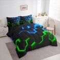 thumbnail image 3 of Castle Fairy Children Teens Adults Abstract Gradient Honeycomb Bedding Comforter Set 7pcs,Geometric Ombre Hexagon Queen Bedding Sets Super Cozy,Neon Lights Queen Sheet Sets,Luxury Bedroom Decor, 3 of 8