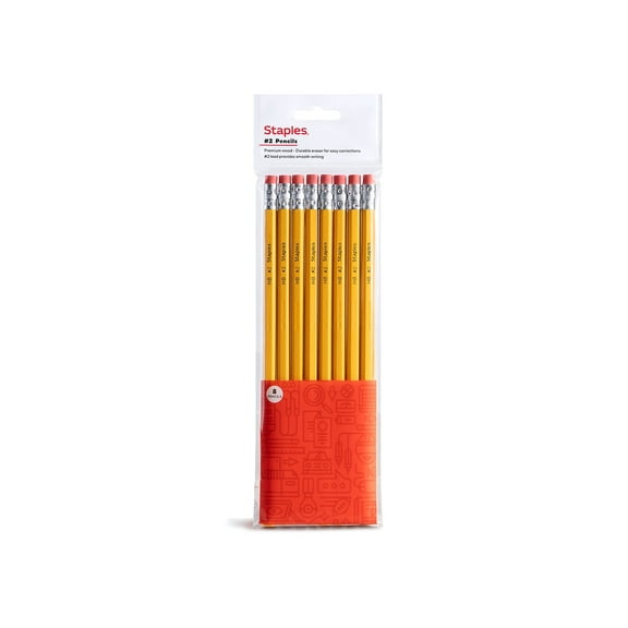 Staples Wooden Pencil 2.2mm #2 Medium Lead 8/Pack (ST60571-US)