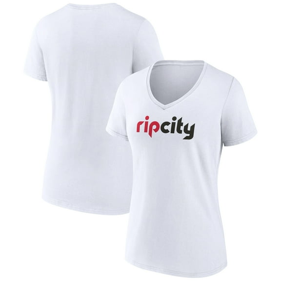 Women's White Portland Trail Blazers Alternate Logo V-Neck T-Shirt