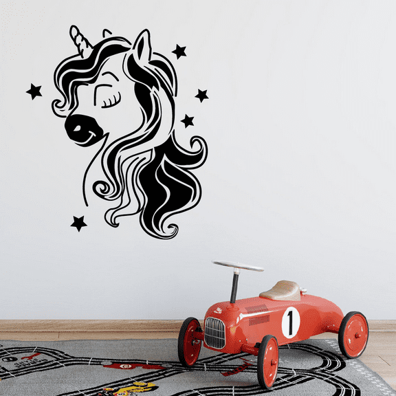 Sparkling Unicorn Stars Star Magical Unicorns Wall Sticker Art Decal for Girls Boys Kids Room Bedroom Nursery Kindergarten House Fun Home Decor Stickers Wall Art Vinyl Decoration Size (30x22 inch)