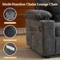 thumbnail image 5 of FFH Accent Chair, Modern Oversized Chair with Ottoman, Chenille Comfy Sofa Bed with Cup Holders, Charging Ports and Storage Space, Dark Gray, 5 of 13