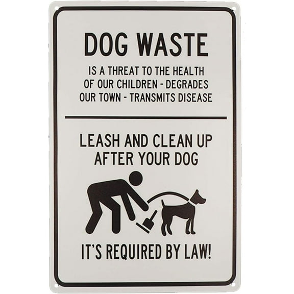 Dog Waste Leash and Clean Up After Your Dog Tin Signs Outdoor Park Yard Signs Vintage Iron Painting House Cafe Sign Industrial Warning Signs Metal Gift Size 8 X 12