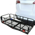 thumbnail image 4 of HOUGEET Cargo Carrier Hitch Mount Heavy Duty 60" x 24" x 14.4" 500 Lbs Capacity Folding Trailer Hitch Cargo Rack Steel Rear Luggage Basket Fits 2" Receiver for Car & SUV, 4 of 9