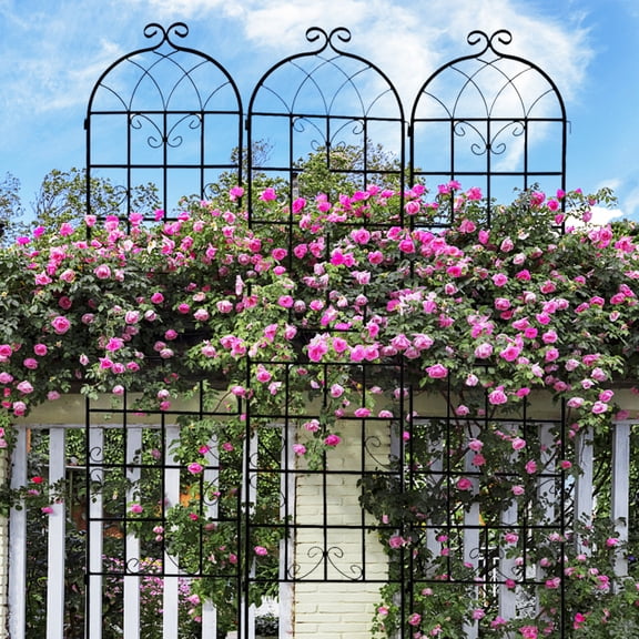 4 Pack Metal Garden Trellis 86.7" x 19.7" Rustproof Trellis for Climbing Plants Outdoor Flower Support Black