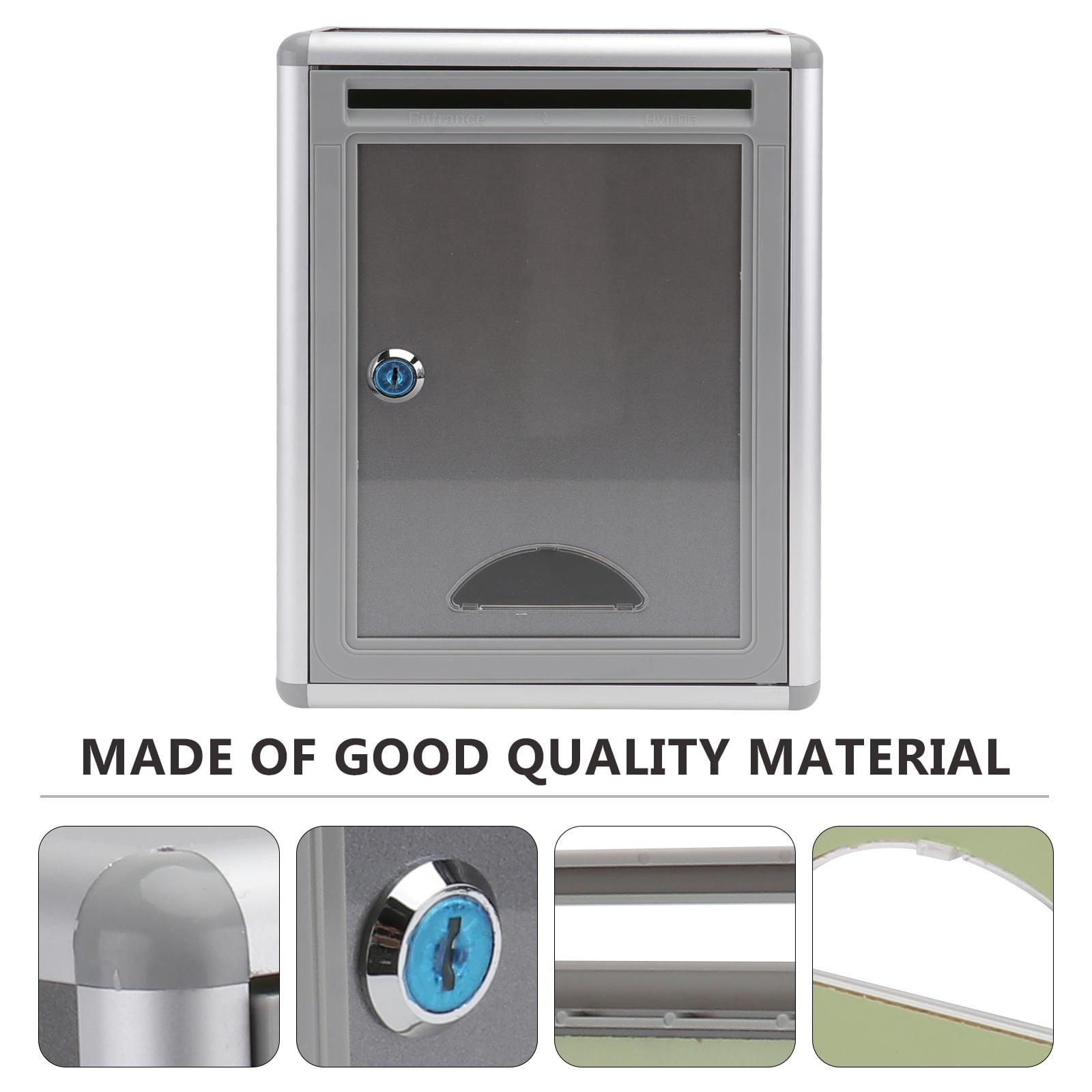 HEALEEP Wall-Mounted Suggestion Box Silver and 1Pc