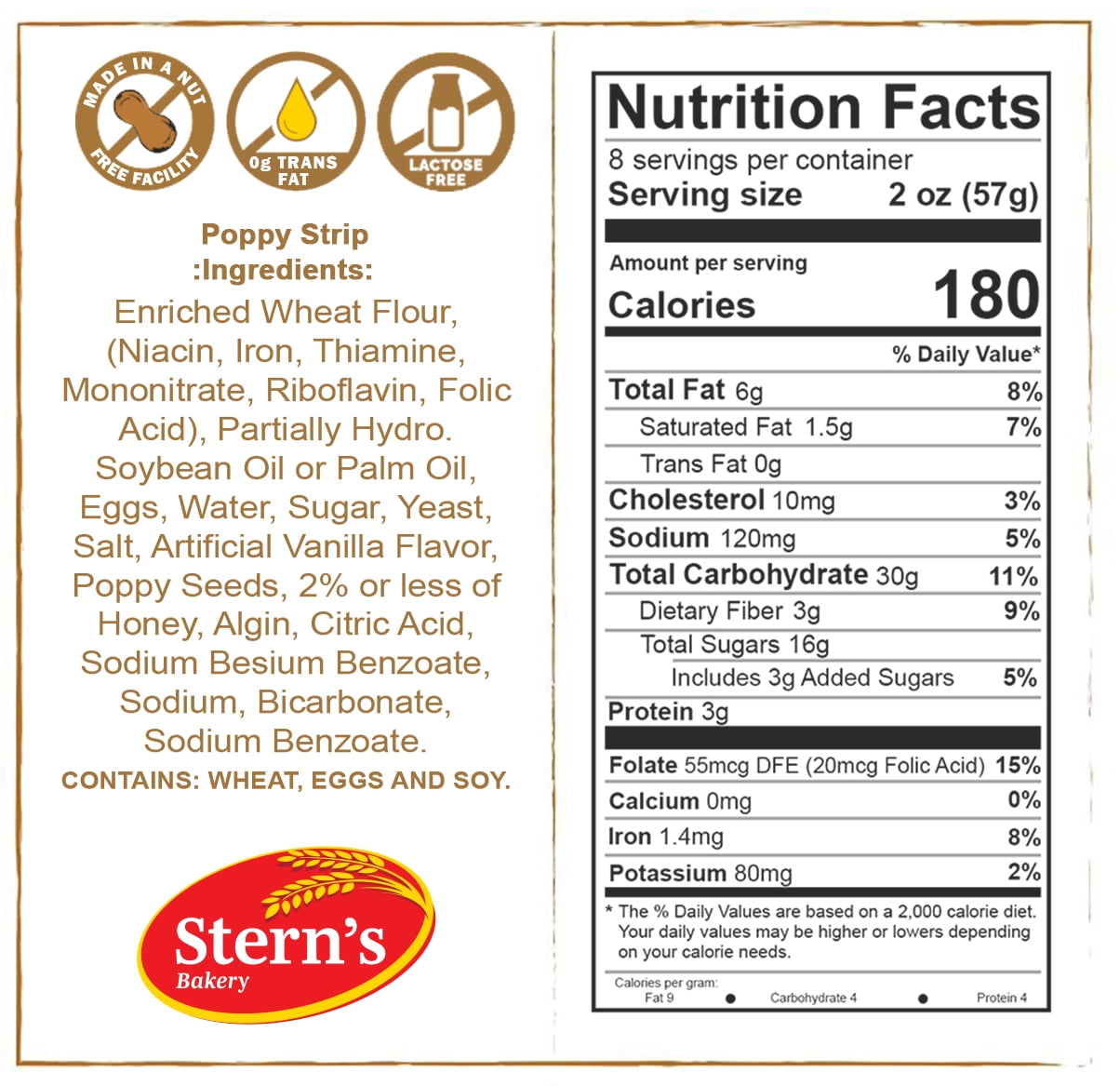 Poppy Seed Roll | Traditional Hungarian Food | Delicious Yeast Cake with a Scrumptious Poppy Seed Filling | 16 oz Poppyseed Cake | Stern's Bakery (2 pack)