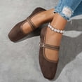 thumbnail image 2 of Rokment Women's Ballet Flat Dress Shoes Fall Stylish Casual Comfortable Ankle Strap Low Heels Walking Loafers for Casual Dressy Coffee Size 7, 2 of 5