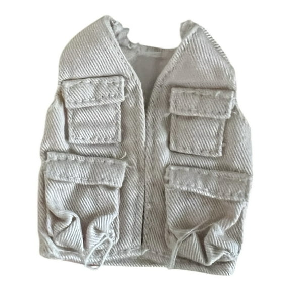 Doll Clothing Grey Beige Jacket Vest Sweater Top Blouse Shirt