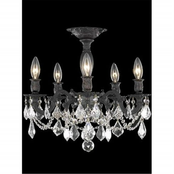 Elegant Lighting Rosalia 5 light Dark Bronze Flush Mount Golden Teak (Smoky) Royal Cut Crystal
