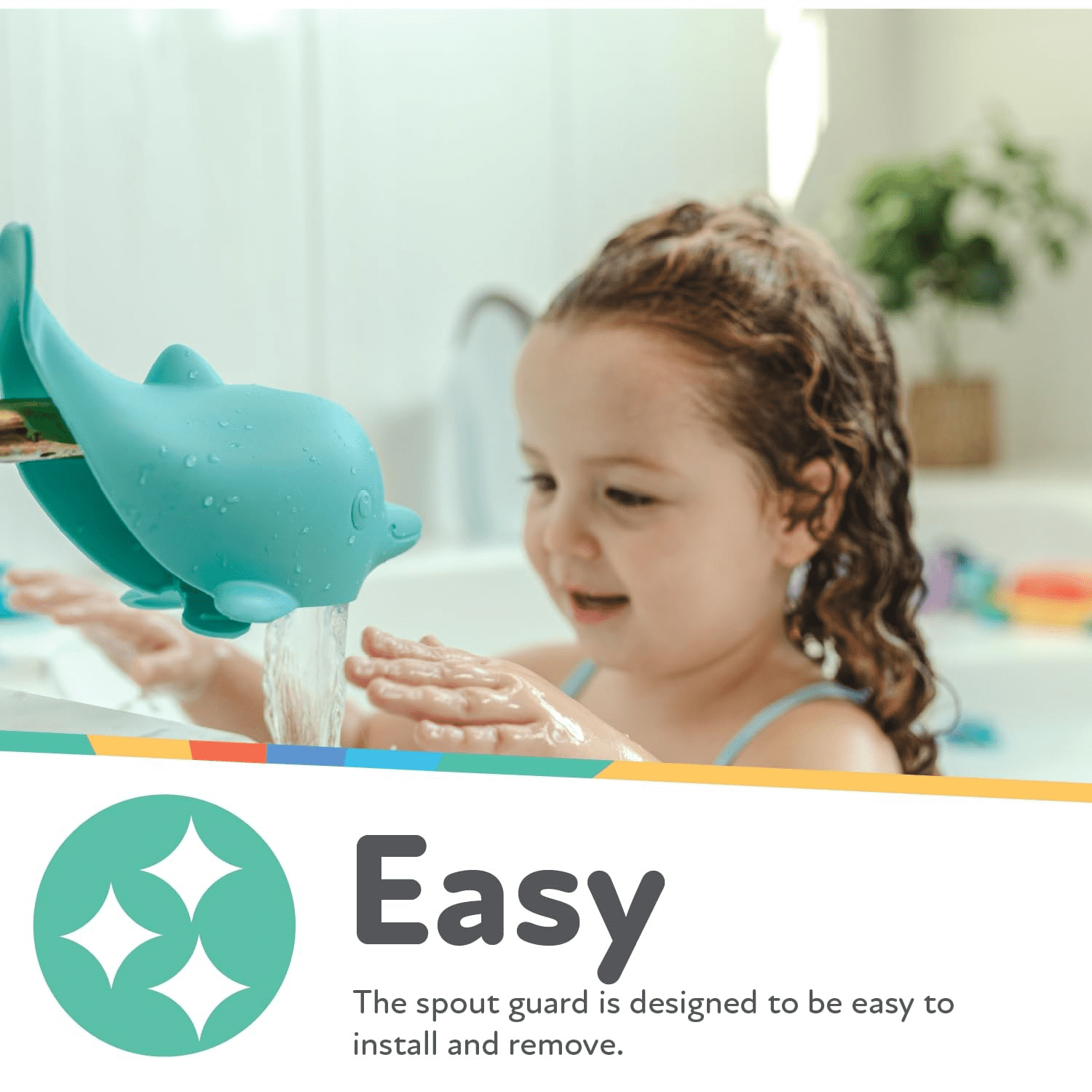 Nuby Bathtub Safety Spout Guard, Baby Bath Toy, Dolphin
