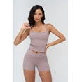 thumbnail image 4 of PISONIC Women 2 Piece Workout Sets Crossover High Waisted Biker Shorts with Pockets Built in Bra Racerback Tank Tops, 4 of 8