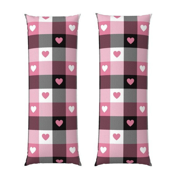 Disketp Heart Plaid Print Body Pillow Cover - Super Soft 20x54 Body Pillow Case,Long Side Hidden Zipper (without pillow core)