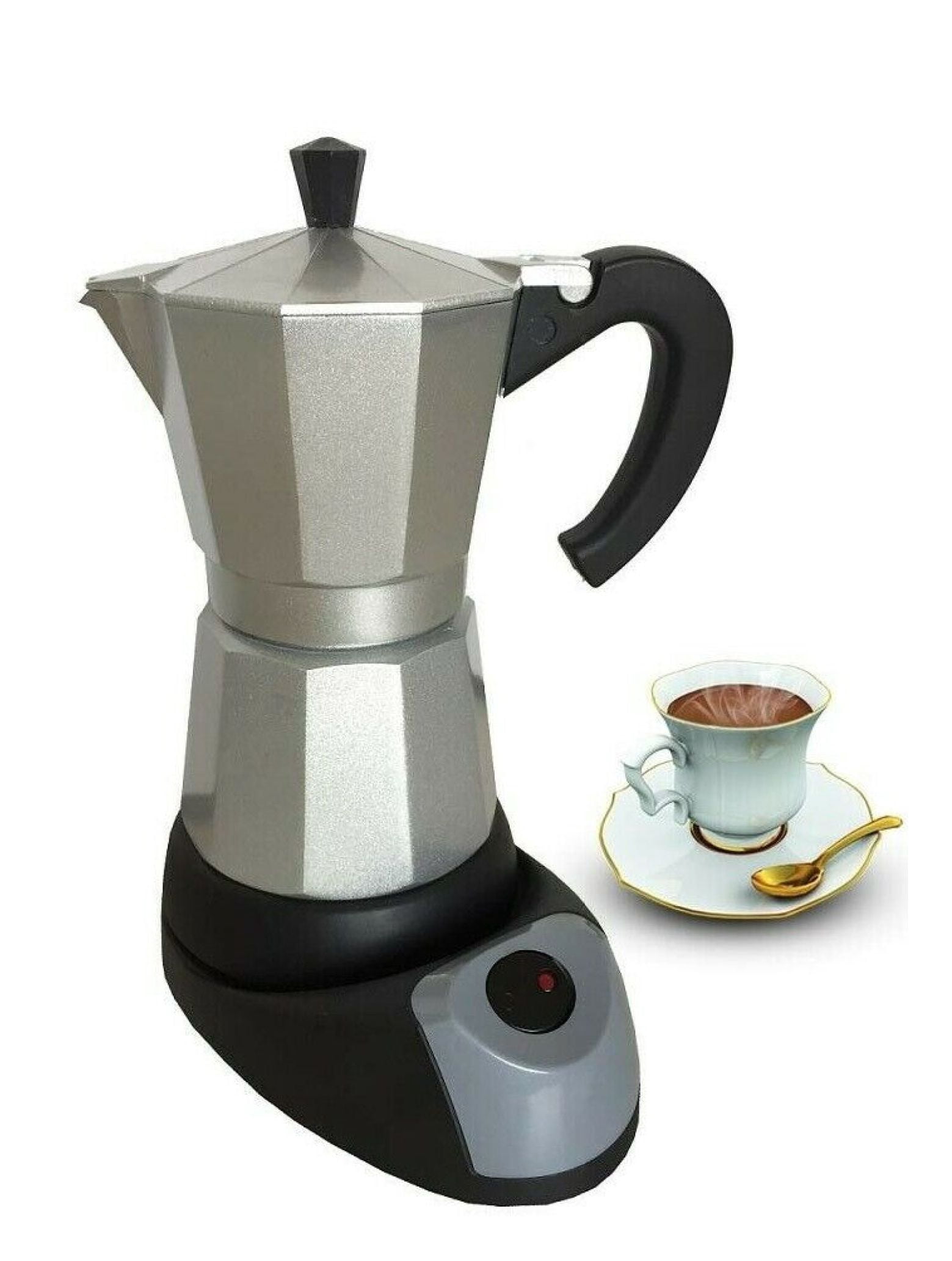 Electric Aluminum Espresso Coffee Maker, 400 W,3 Cup , Silver